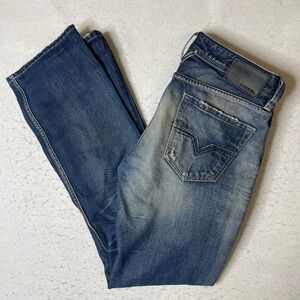 Diesel Larkee L.32 Mens Jeans Size 31 Blue Straight Leg Distressed Made in Italy